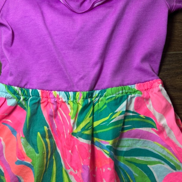 Lilly Pulitzer Girls Brit Dress Paradise Bound Ruffle Purple Pockets Size XS 2-3 - Picture 4 of 13